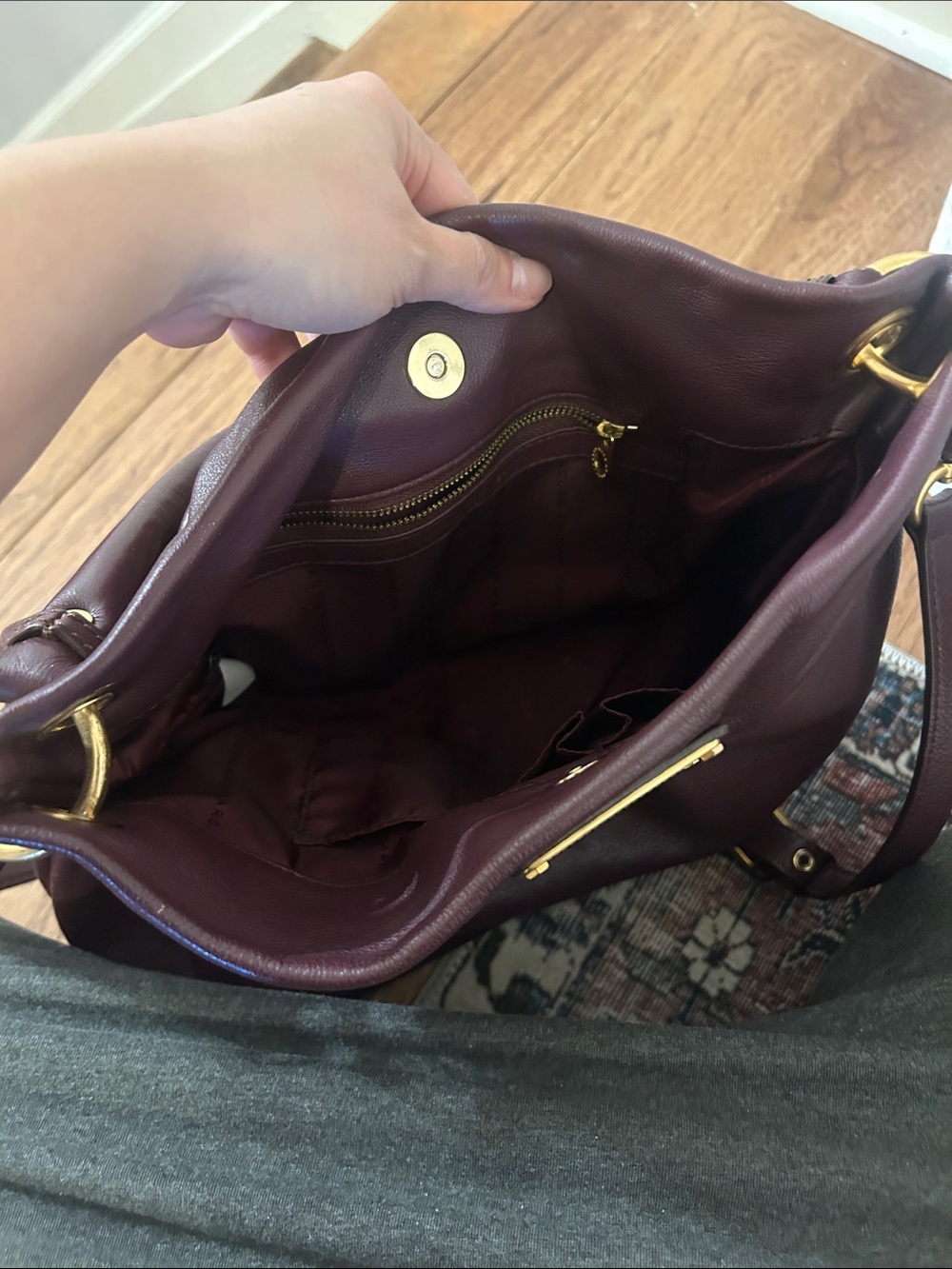 Marc by Marc Jacobs Classic Leather Hobo Bag - Burgundy - Picture 3 of 4